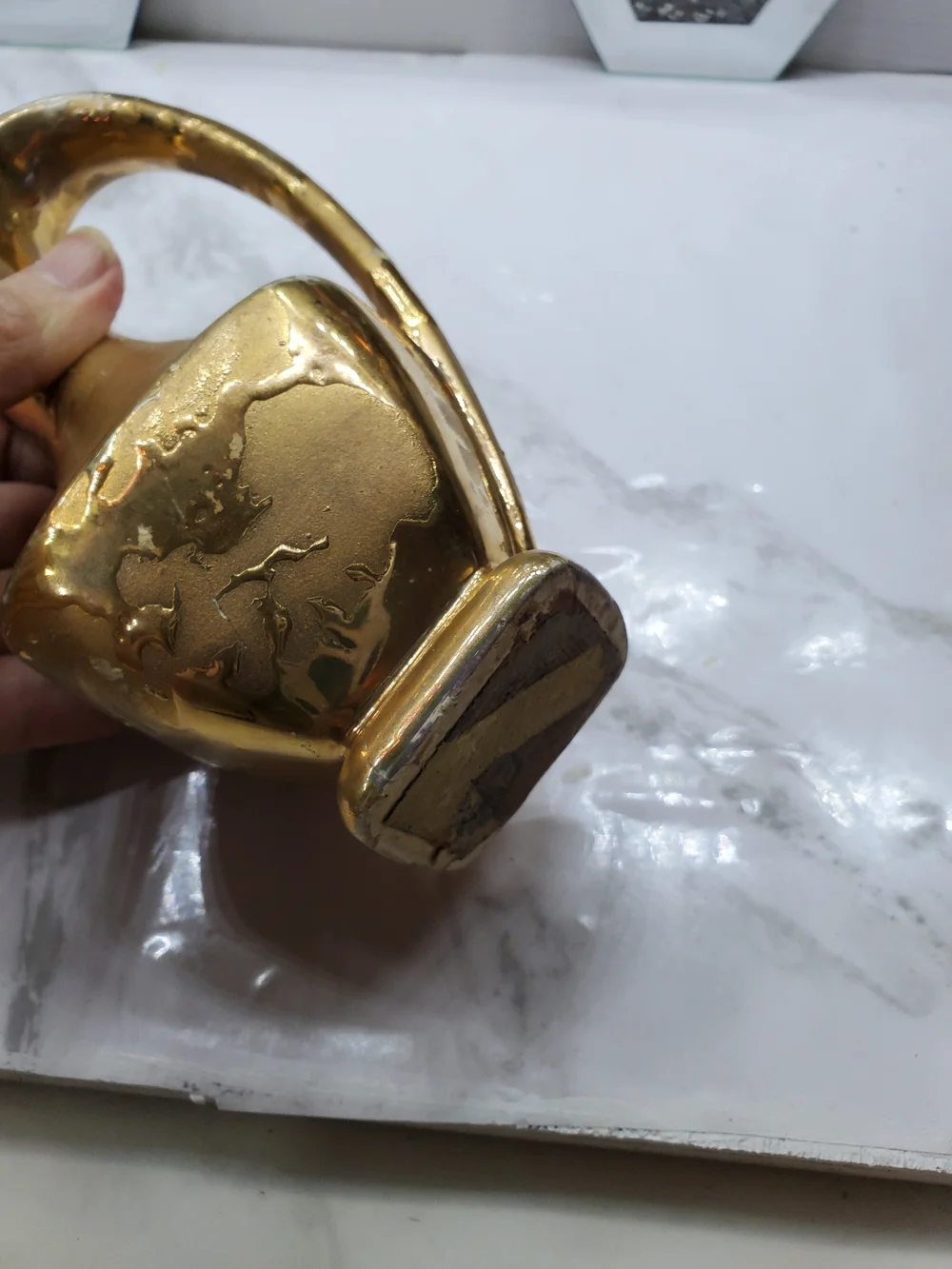 Brass-Tone Decorative Pitcher Vase - Gold Finish